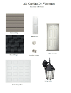 Greystone siding options and exterior features for 201 Carolina Dr, Vincennes.