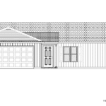 Front elevation sketch of Poulton Place Lot 1 home design and specifications.