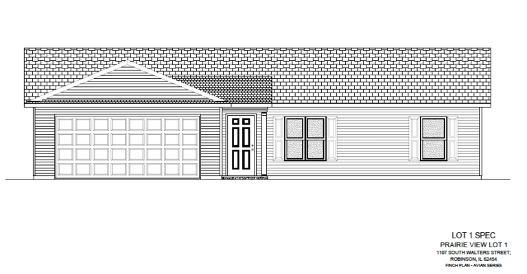 Prairie View Home Plan Lot 1: Modern design with garage and inviting entrance.