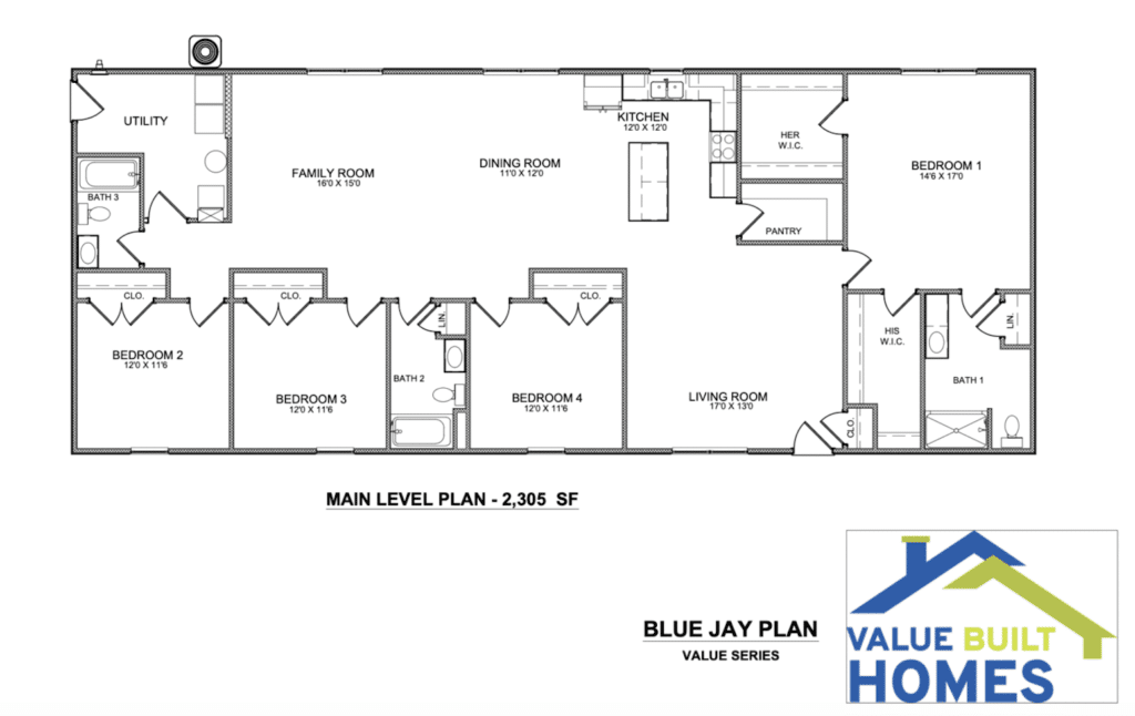 Spacious Blue Jay home design floor plan with modern layout and ample living space.
