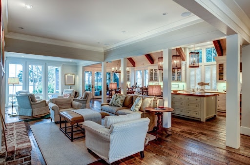 Stylish modern living room featuring essential design elements and open space layout.