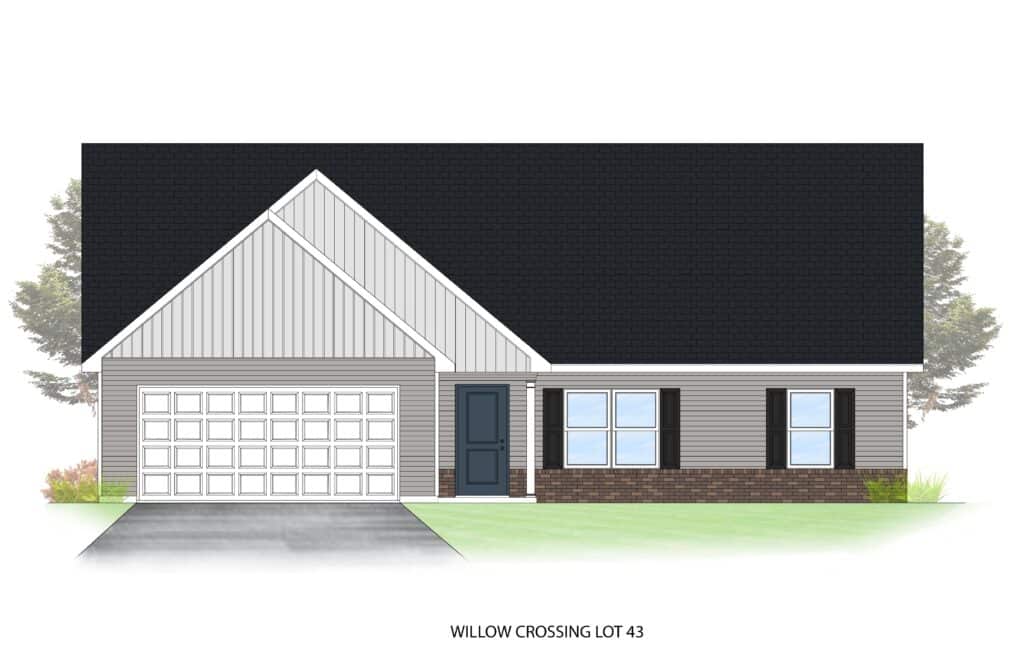 Modern home design at Willow Crossing Lot 43 with stylish features and ample curb appeal.