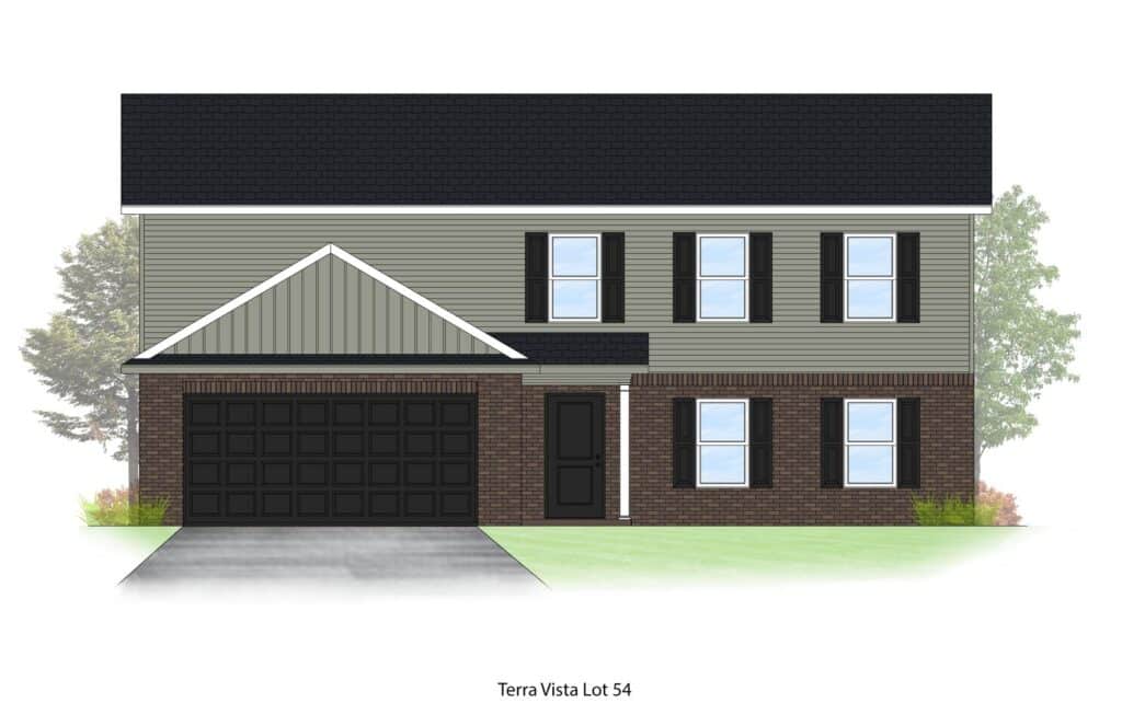 Modern house design for sale at Terra Vista, Lot 54, featuring a stylish facade.
