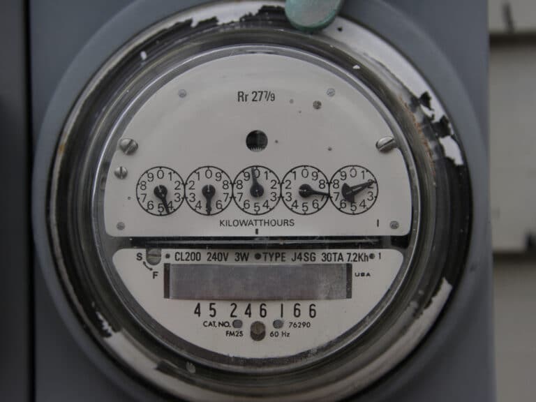 Electric meter displaying kilowatt-hour readings for accurate energy consumption monitoring.
