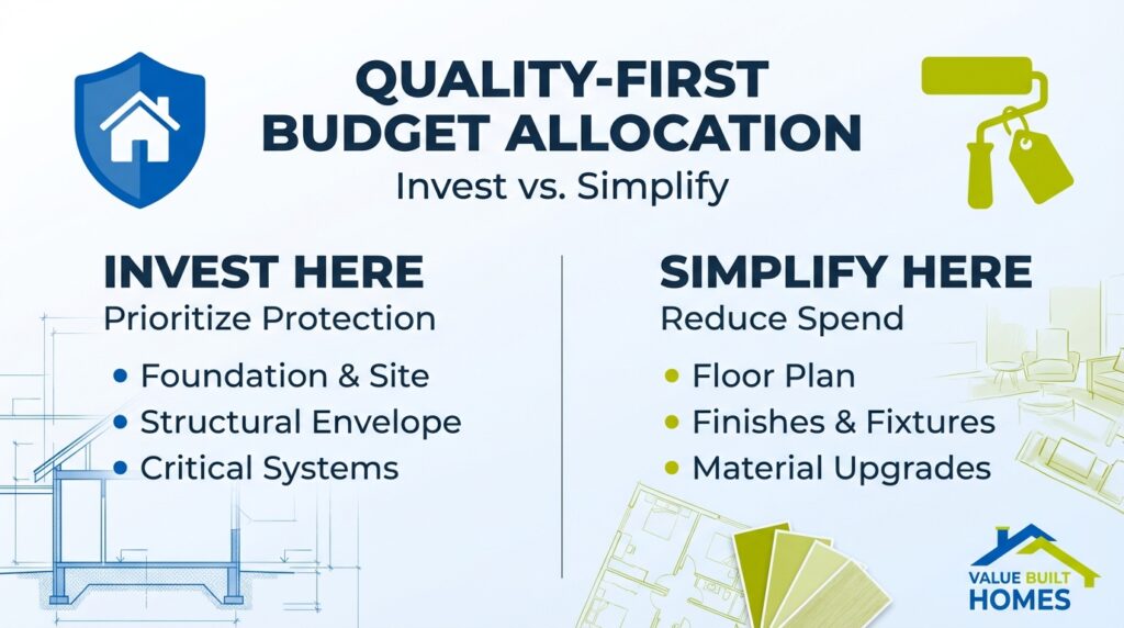 Invest in quality budget allocation for home building while simplifying unnecessary expenses.