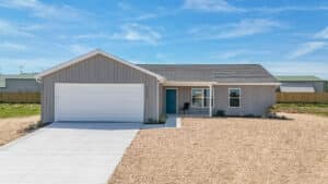 Charming new home with modern design and a welcoming entrance.