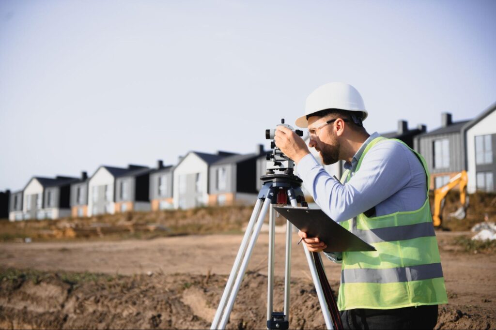 Precision surveying for residential construction using advanced tools and expertise.