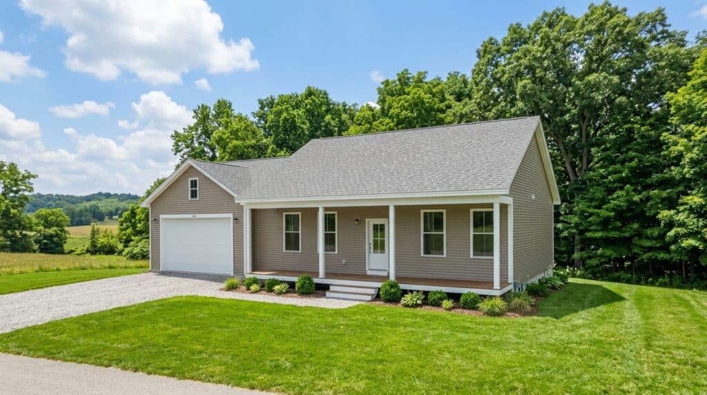 Charming country home with scenic views and a beautifully landscaped yard.