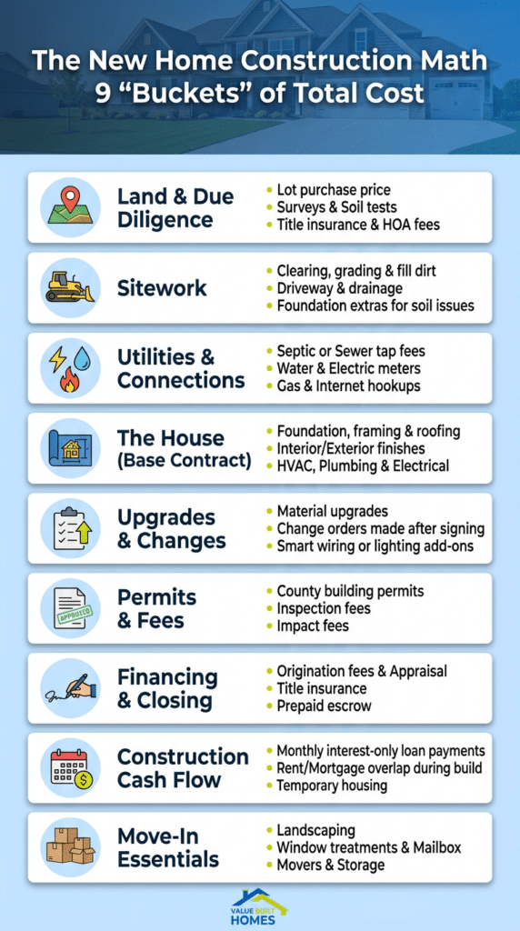 New home construction cost breakdown: 9 essential expense categories for budgeting.