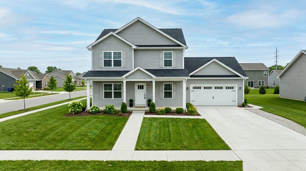 Stunning family home featuring vibrant landscaping and inviting curb appeal.