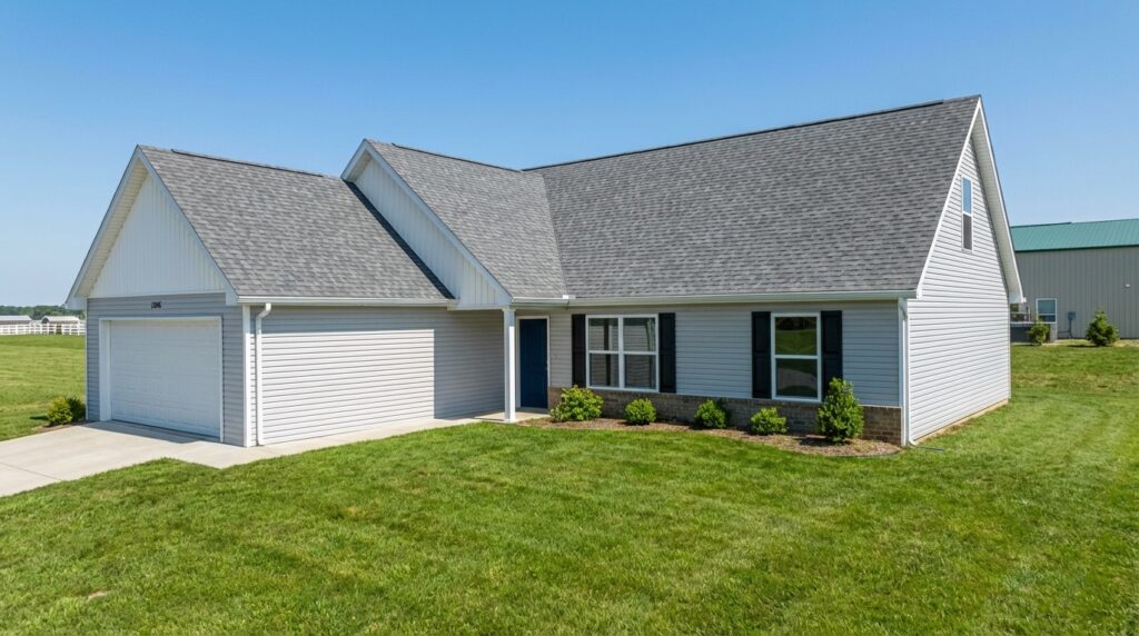 Modern home with spacious lawn and stylish design for sale. Perfect for families.