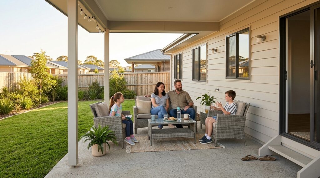 Family enjoying cozy summer evenings together on the patio.