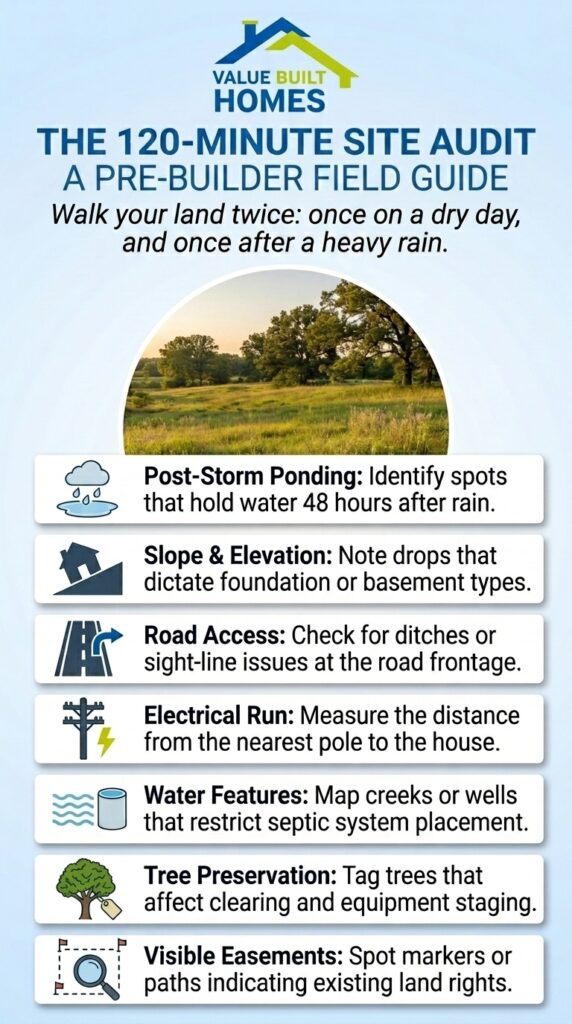 120-minute site audit guide for building a house on your own land.