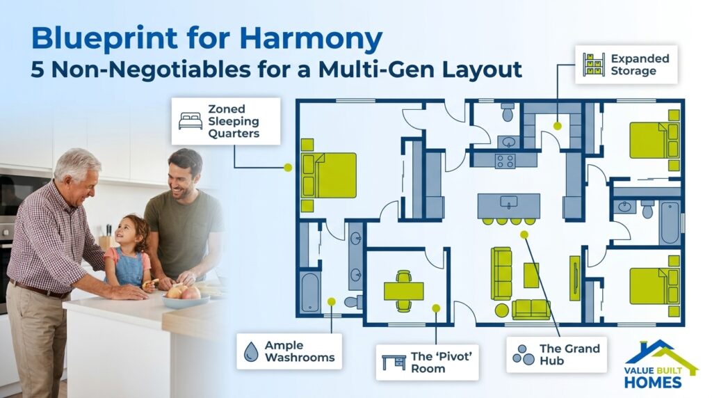 Multigenerational home blueprint featuring essential design elements for family harmony.