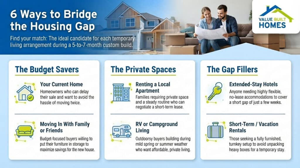 Explore budget-friendly living options while building a house for a seamless transition.