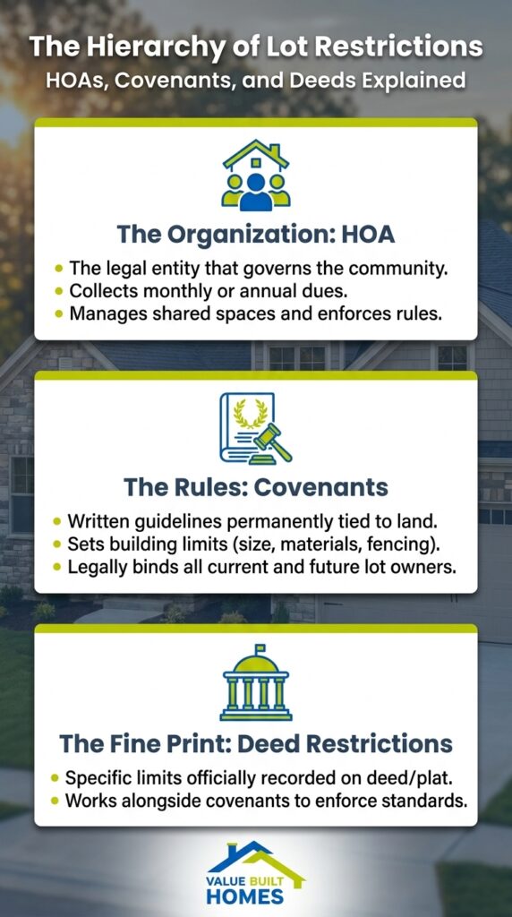 Understanding HOA rules for new construction and lot restrictions in Indiana.