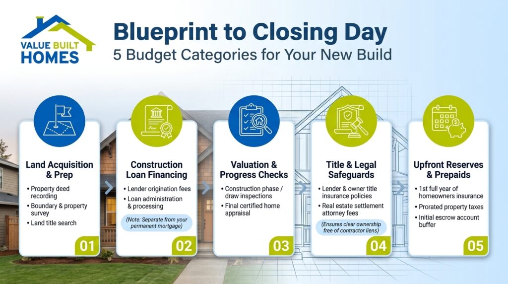 Closing costs for new construction homes explained in five budget categories.