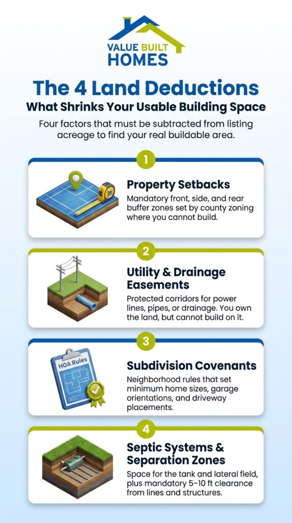 Understanding land deductions is crucial for determining how much land you need to build a house.