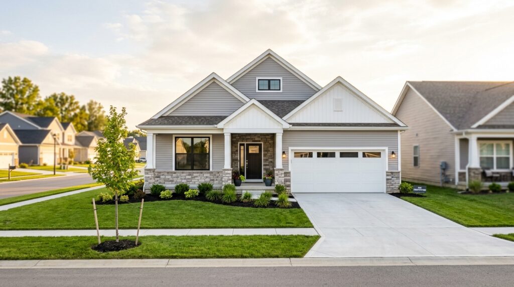 Modern home design featuring landscaped yard and contemporary architecture for a welcoming atmosphere.