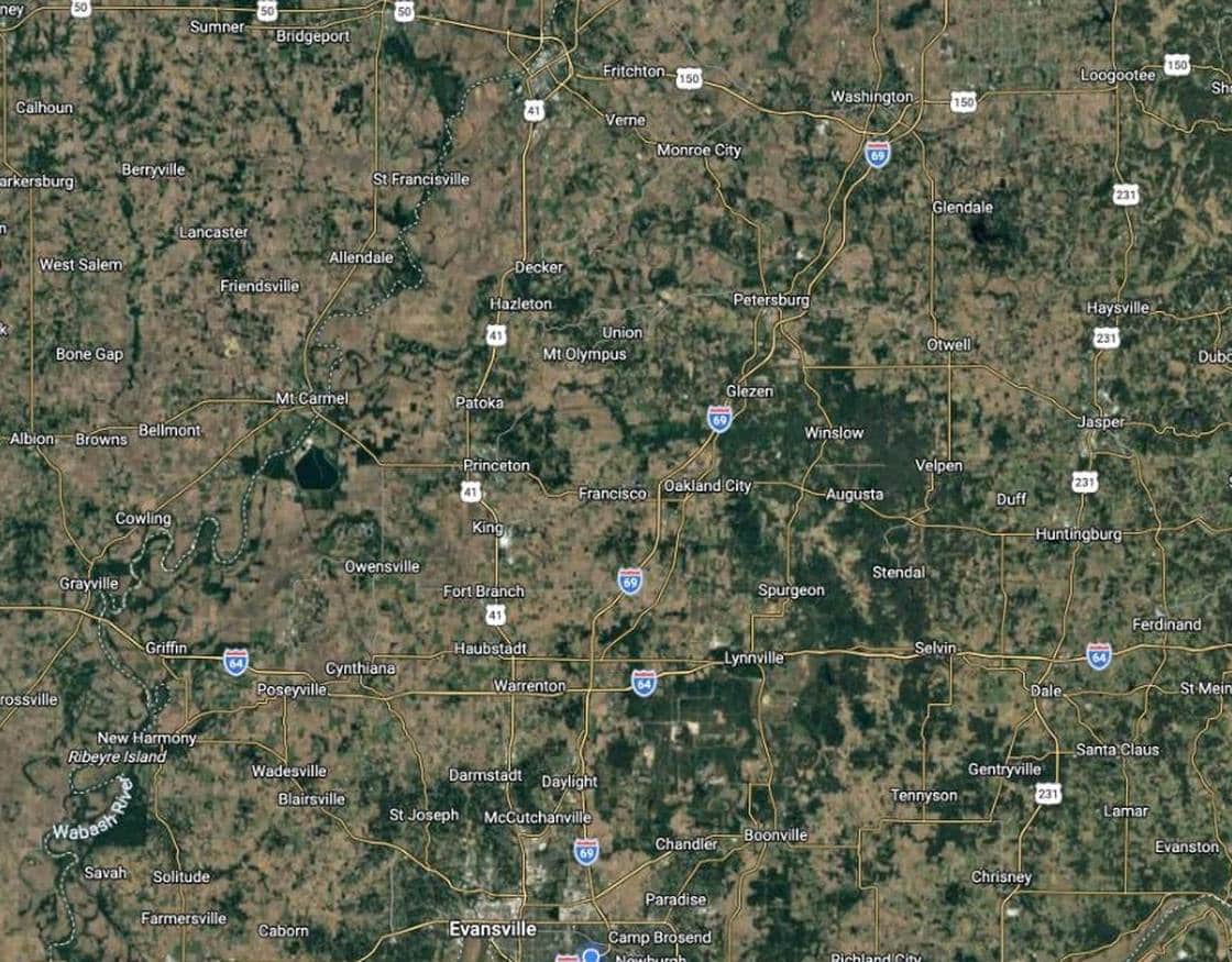 Map of Value Built Homes communities across Southern Indiana