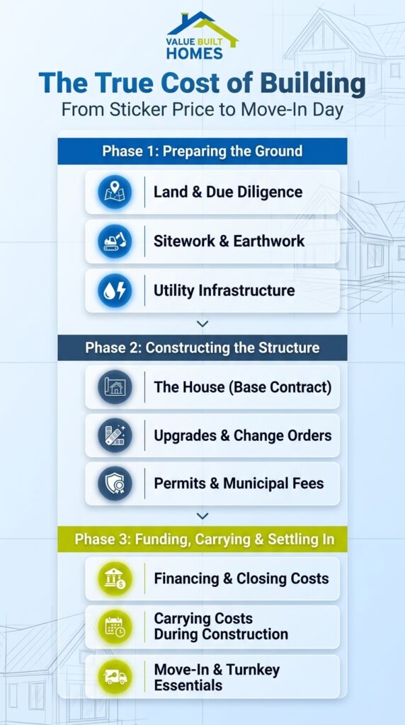 Preparing land and utilities for your new home construction budget.